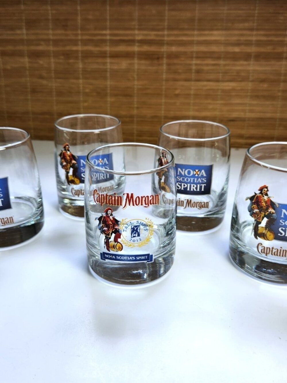 Captain Morgan Nova Scotia Spirit Glass Set 5 Tall Ships 2012 Rum Rocks Glasses